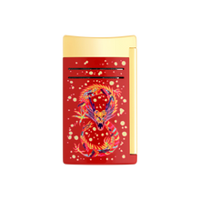Load image into Gallery viewer, S.T. Dupont Chrome Dragon Red Lighter
