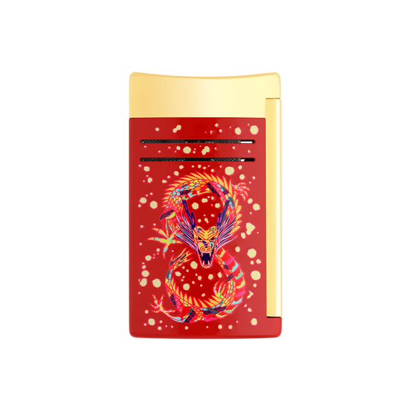 S.T. Dupont Chrome Dragon Red Lighter