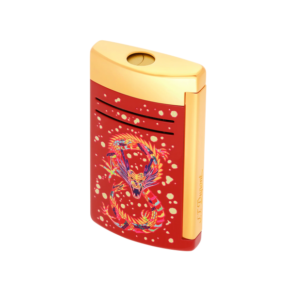 S.T. Dupont Chrome Dragon Red Lighter